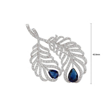 Load image into Gallery viewer, Fashion Simple Leaf Brooch with Blue Cubic Zirconia