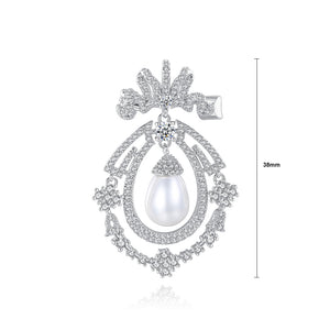 Fashion and Elegant Geometric Imitation Pearl Brooch with Cubic Zirconia