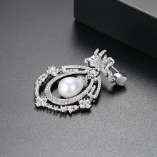 Load image into Gallery viewer, Fashion and Elegant Geometric Imitation Pearl Brooch with Cubic Zirconia
