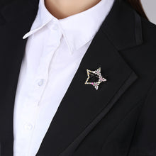 Load image into Gallery viewer, Simple and Fashion Plated Gold Star Flower Brooch with Colorful Cubic Zirconia