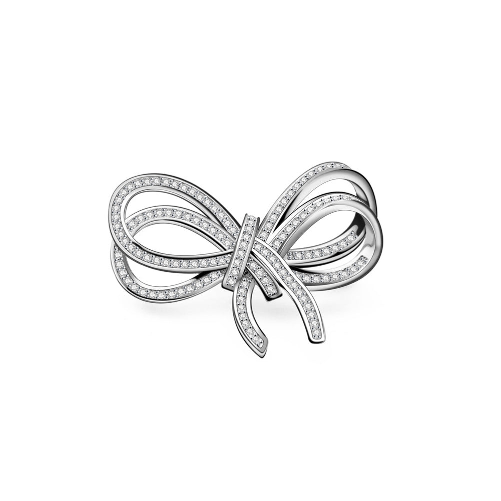 Fashion Simple Ribbon Brooch with Cubic Zirconia