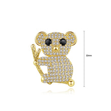Load image into Gallery viewer, Simple and Cute Plated Gold Koala Brooch with Cubic Zirconia