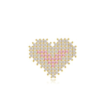 Load image into Gallery viewer, Simple and Bright Plated Gold Heart-shaped Brooch with Pink Cubic Zirconia