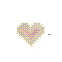 Load image into Gallery viewer, Simple and Bright Plated Gold Heart-shaped Brooch with Pink Cubic Zirconia