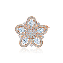 Load image into Gallery viewer, Fashion and Elegant Plated Rose Gold Flower Brooch with Cubic Zirconia