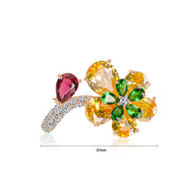 Load image into Gallery viewer, Fashion Simple Plated Gold Yellow Flower Brooch with Cubic Zirconia