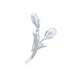 Simple and Fashion Flower Imitation Pearl Brooch with Cubic Zirconia