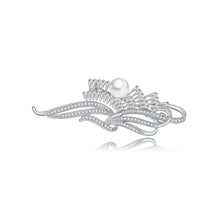 Load image into Gallery viewer, Fashion and Elegant Geometric Imitation Pearl Brooch with Cubic Zirconia