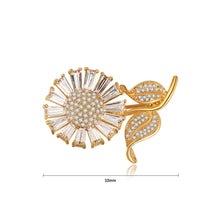 Load image into Gallery viewer, Fashion and Elegant Plated Gold Flower Brooch with Cubic Zirconia