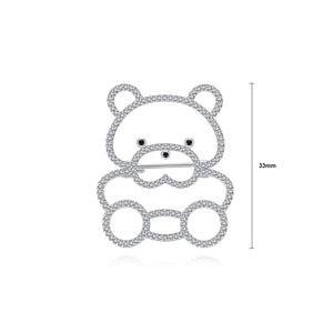 Simple and Cute Hollow Bear Brooch with Cubic Zirconia
