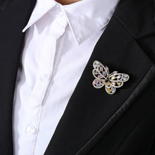 Load image into Gallery viewer, Fashion and Elegant Plated Gold Butterfly Brooch with Colorful Cubic Zirconia