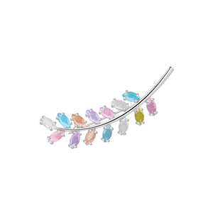 Simple and Fashion Leaf Brooch with Colorful Cubic Zirconia