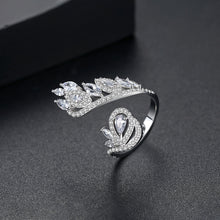 Load image into Gallery viewer, Simple Bright Geometric Pattern Cubic Zirconia Adjustable Open Ring