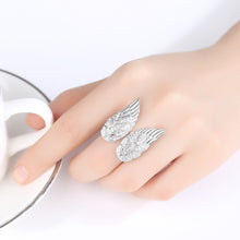 Load image into Gallery viewer, Simple and Fashion Angel Wings Adjustable Opening Ring with Cubic Zirconia