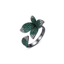 Load image into Gallery viewer, Fashion Simple Plated Black Leaf Green Cubic Zirconia Adjustable Open Ring