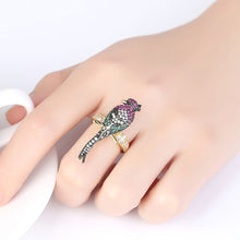 Load image into Gallery viewer, Fashion and Elegant Plated Gold Bird Color Cubic Zirconia Adjustable Open Ring
