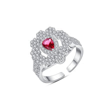 Load image into Gallery viewer, Elegant and Bright Geometric Pattern Adjustable Open Ring with Red Cubic Zirconia