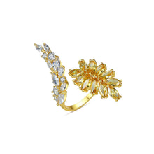 Load image into Gallery viewer, Fashion and Elegant Plated Gold Geometric Yellow Cubic Zirconia Adjustable Open Ring
