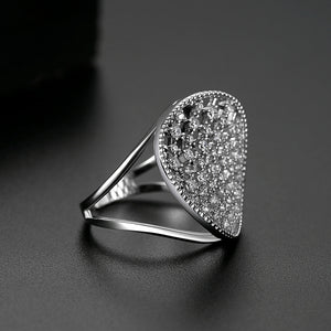 Fashion Simple Hollow Geometric Cubic Zirconia Adjustable Open Ring