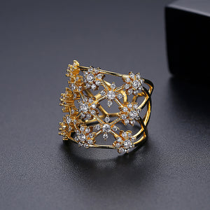 Fashion Simple Plated Gold Hollow Geometric Adjustable Open Ring