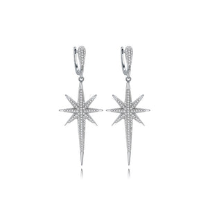 Fashion Simple Star Long Earrings with Cubic Zirconia
