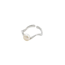 Load image into Gallery viewer, 925 Sterling Silver Simple Fashion Geometric White Freshwater Pearl Adjustable Opening Ring