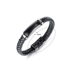 Load image into Gallery viewer, Fashion Personality Geometric 316L Stainless Steel Rectangular Black Leather Bangle