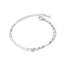 Load image into Gallery viewer, Simple and Fashion Geometric 316L Stainless Steel Double-layer Anklet with Cubic Zirconia