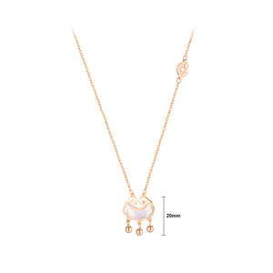 Fashion Simple Plated Rose Gold Safety Lock 316L Stainless Steel Pendant with Necklace
