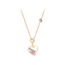 Load image into Gallery viewer, Simple and Romantic Plated Rose Gold Heart-shaped 316L Stainless Steel Pendant with Cubic Zirconia and Necklace