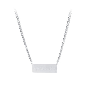 Simple Personality Geometric Square Brand 316L Stainless Steel Pendant with Necklace