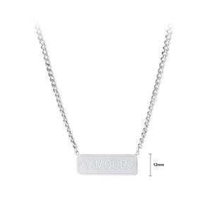 Simple Personality Geometric Square Brand 316L Stainless Steel Pendant with Necklace