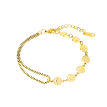 Load image into Gallery viewer, Fashion Creative Plated Gold Geometric Round Smiley Face Expression 316L Steel Bracelet