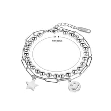 Load image into Gallery viewer, Fashion Personality Star Smiley Expression 316L Stainless Steel Round Bead Double Bracelet