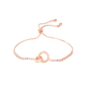 Fashion Personality Plated Rose Gold Roman Numerals Geometric Circle Cubic Zirconia Bracelet