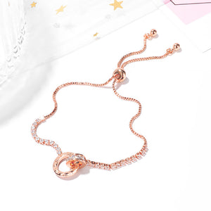 Fashion Personality Plated Rose Gold Roman Numerals Geometric Circle Cubic Zirconia Bracelet