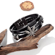 Load image into Gallery viewer, Fashion Simple Maple Leaf Multilayer Leather Bangle