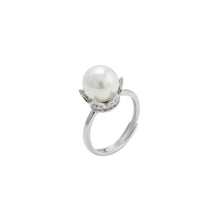 Load image into Gallery viewer, 925 Sterling Silver Fashion Elegant Crown White Freshwater Pearl Adjustable Ring