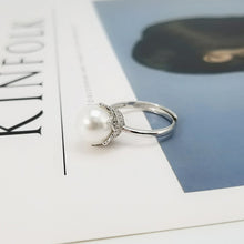 Load image into Gallery viewer, 925 Sterling Silver Fashion Elegant Crown White Freshwater Pearl Adjustable Ring