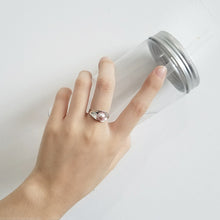 Load image into Gallery viewer, 925 Sterling Silver Simple Personality Geometric Purple Freshwater Pearl Adjustable Ring