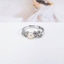 Load image into Gallery viewer, 925 Sterling Silver Simple Fashion Geometric Round White Freshwater Pearl Adjustable Ring