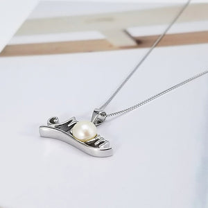 925 Sterling Silver Fashion and Elegant Mom White Freshwater Pearl Pendant with Necklace