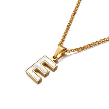 Load image into Gallery viewer, Fashion Temperament Plated Gold English Alphabet E Shell 316L Stainless Steel Pendant with Necklace