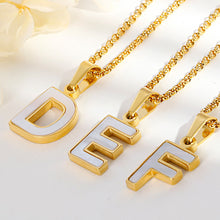 Load image into Gallery viewer, Fashion Temperament Plated Gold English Alphabet E Shell 316L Stainless Steel Pendant with Necklace