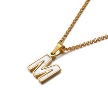 Load image into Gallery viewer, Fashion Temperament Plated Gold English Alphabet M Shell 316L Stainless Steel Pendant with Necklace