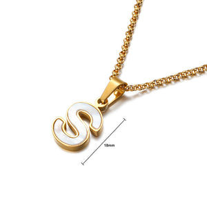 Fashion Temperament Plated Gold English Alphabet S Shell 316L Stainless Steel Pendant with Necklace