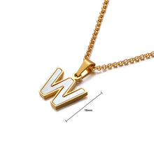 Load image into Gallery viewer, Fashion Temperament Plated Gold English Alphabet W Shell 316L Stainless Steel Pendant with Necklace