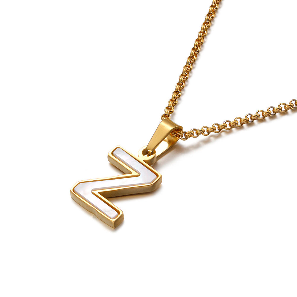 Fashion Temperament Plated Gold English Alphabet Z Shell 316L Stainless Steel Pendant with Necklace
