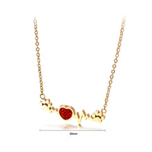 Load image into Gallery viewer, Fashion and Cute Plated Gold Heart-shaped Paw 316L Stainless Steel Necklace with Red Cubic Zirconia