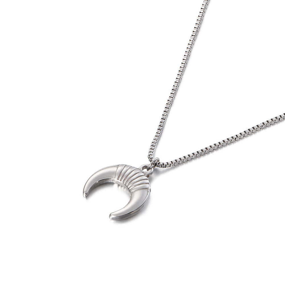 Simple Personality Moon 316L Stainless Steel Pendant with Necklace